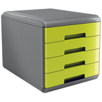 Cassettiera Mydesk - 29,5x38,5x28,2 cm - 4 cassetti da 4,5 cm - grigio/verde - Arda