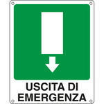 Cartello segnalatore - 25x31 cm - USCITA DI EMERGENZA - alluminio - Cartelli Segnalatori