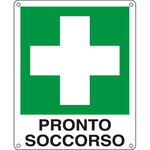 Cartello segnalatore - 12x14,5 cm - PRONTO SOCCORSO - alluminio - Cartelli Segnalatori