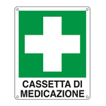 Cartello segnalatore - 16x21 cm - CASSETTA DI MEDICAZIONE - alluminio - Cartelli Segnalatori