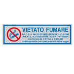 Targhetta adesiva - VIETATO FUMARE (con normativa) - 165x50 mm - Cartelli Segnalatori