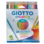 Pastelli colorati Stilnovo Acquarell - lunghezza 18cm mina 3,3mm - Giotto - Astuccio 24 pastelli colorati