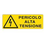 Cartello segnalatore - 35x12,5 cm - PERICOLO ALTA TENSIONE - alluminio - Cartelli Segnalatori