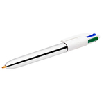 Penna a sfera a scatto 4 colors Shine Silver - nero, blu, rosso, verde - punta 1,0mm - Bic - scatola 12 penne