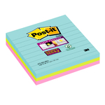 Blocco foglietti Post it® Super Sticky - a righe - colori Miami - 101 x 101mm - 70 fogli - Post it®