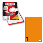 Etichetta adesiva C503 - permanente - 210x297 mm - 1 etichetta per foglio - arancio fluo - Markin - scatola 100 fogli A4