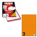 Etichetta adesiva C509 - permanente - 210x148 mm - 2 etichette per foglio - arancio fluo - Markin - scatola 100 fogli A4