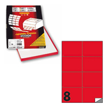 Etichetta adesiva C512 - permanente - 105x74 mm - 8 etichette per foglio - rosso fluo - Markin - scatola 100 fogli A4