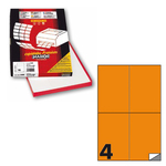 Etichetta adesiva C519 - permanente - 105x148 mm - 4 etichette per foglio - arancio fluo - Markin - scatola 100 fogli A4