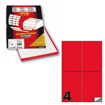Etichetta adesiva C519 - permanente - 105x148 mm - 4 etichette per foglio - rosso fluo - Markin - scatola 100 fogli A4