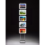 Espositore da pavimento Freestanding LEDMAG - 5 cornici magnetiche A4 retroilluminate a LED - altezza 200 cm - Tecnostyl