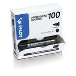 Scatola Marcatore Permanente Markers 100 - punta tonda 4,5mm  - nero - Pilot - conf. 15 pezzi +5 pezzi gratis