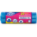 Sacchi per immondizia - 50x60 cm - 35 L - 9 micron - azzurro trasparente - Logex Professional - rotolo da 20 sacchetti