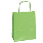 Shopper in carta - maniglie cordino - 14 x 9 x 20cm - verde mela - conf. 25 sacchetti