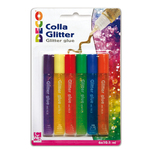 Blister Colla glitter - 10,5ml - colori pastello assortiti - CWR - Conf. 6 penne