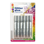 Blister Colla glitter - 10,5ml - argento - CWR - Conf. 6 penne