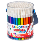 Pennarelli Doodles - punta fine - colori assortiti - Carioca - Barattolo 100 pezzi