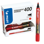 Scatola Marcatore Permanente Markers 400  - punta a scalpello 4,50mm - rosso - Pilot - scatola 15 pezzi +5 pezzi gratis