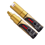 Marcatore a gesso liquido Uni Chalk Marker - punta a scalpello da 1,80-2,50mm - oro - Uni Mitsubishi