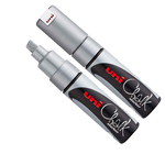 Marcatore a gesso liquido Uni Chalk Marker  - punta a scalpello da 1,80-2,50mm - argento - Uni Mitsubishi