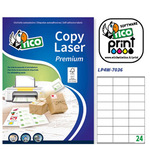 Etichetta adesiva LP4W - permanente - 70x36 mm - 24 etichette per foglio - bianco - Tico - conf. 100 fogli A4
