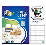 Etichetta adesiva LP4W - permanente - 70x25 mm - 36 etichette per foglio - bianco - Tico - conf. 100 fogli A4