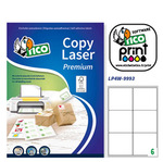 Etichetta adesiva LP4W - permanente - 99,1x93,1 mm - 6 etichette per foglio - bianco - Tico - conf. 100 fogli A4