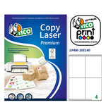Etichetta adesiva LP4W - permanente - 105x140 mm - 4 etichette per foglio - bianco - Tico - conf. 100 fogli A4
