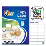 Etichetta adesiva LP4W - permanente - 105x42,3 mm - 14 etichette per foglio - bianco - Tico - conf. 100 fogli A4