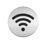 Pittogramma adesivo - Wi-Fi - acciaio inox - diametro 8,3 cm - Durable