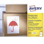 Etichette con simbolo ombrello (TEME UMIDITA\) - 74x100 mm - permanente - rosso - Avery - rotolo da 200 etichette
