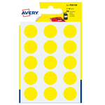 Blister 90 etichetta adesiva tonda PSA giallo Ø19mm Avery