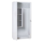 Armadio porta scope in metallo ad 2 ante battenti - 4 ripiani fissi - 90x41x181,5 cm - grigio - Bertesi