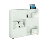 Libreria bassa Tetris a 3 ripiani ante scorrevoli - 120x35x116 cm - bianco - Artexport