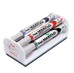 Set 4 marcatori Maxiflo con cancellino - punta conica 4mm - colori : nero,blu,rosso,verde - Pentel