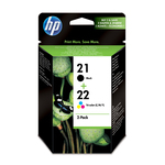 Hp - Confezione 2 cartucce ink - 21/22 - C/M/Y/K - SD367AE - C/M/Y 165 pag / K 190 pag