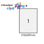 Etichetta adesiva - permanente - 210x297 mm - 1 etichetta per foglio - bianco - Starline - conf. 100 fogli A4