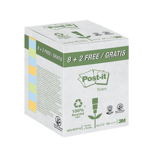 Foglietti Post-it  Notes in carta riciclata pastello Value Pack