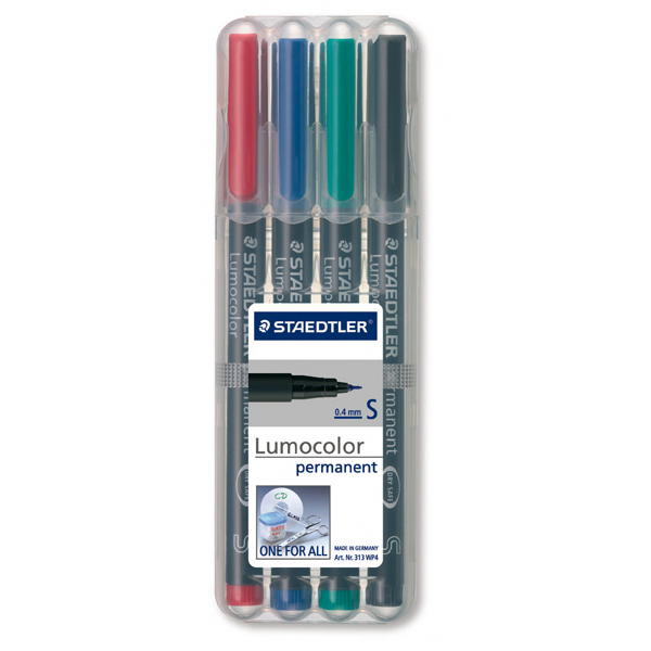 Pennarello Astucci Lumocolor Permanent 313  - punta 0,4mm - 4 colori - Staedtler