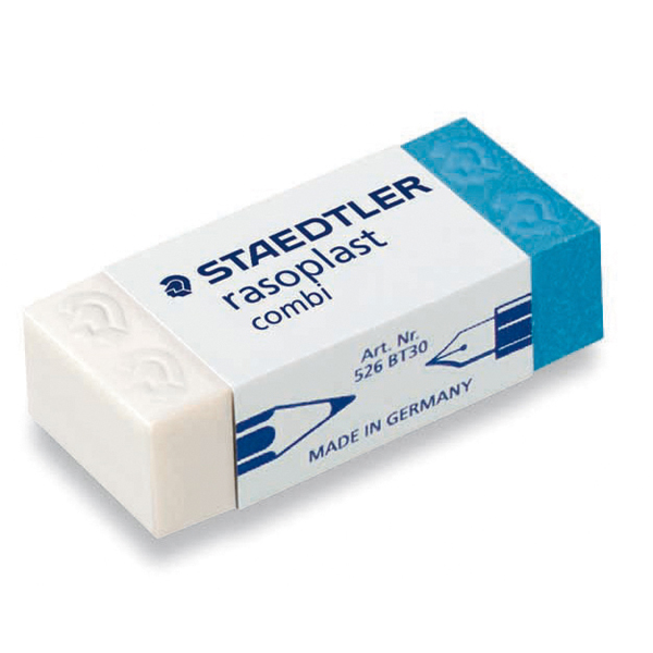 Gomma Combi Rasoplast - 43x19x13mm - blu e bianca - Staedtler - conf. 30 pezzi