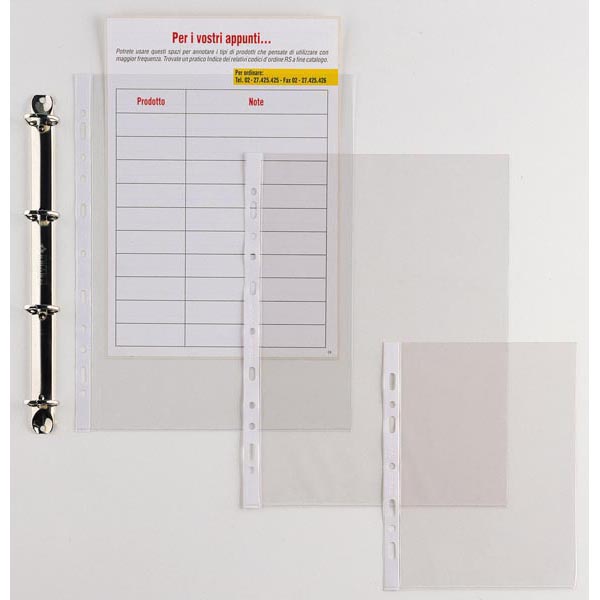 Buste forate Ercole - 21x29,7 cm - PVC - A4 - trasparente - Sei Rota - conf. 25 pezzi