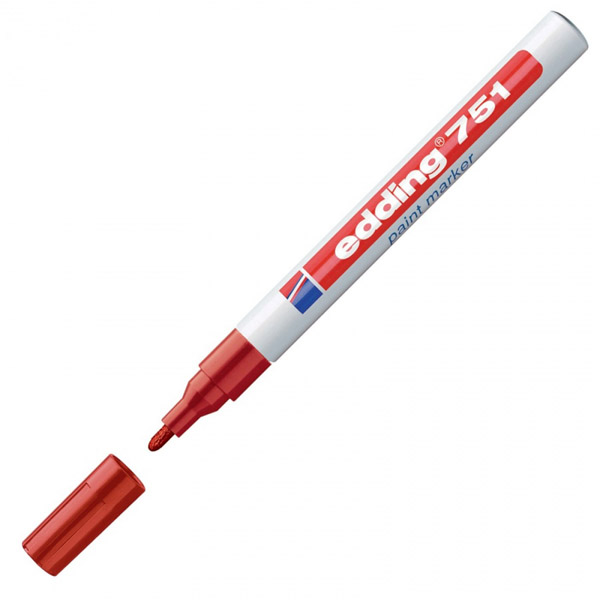 Marcatore permanente a vernice 751 - punta da 1,0 a 2,0mm - rosso - Edding