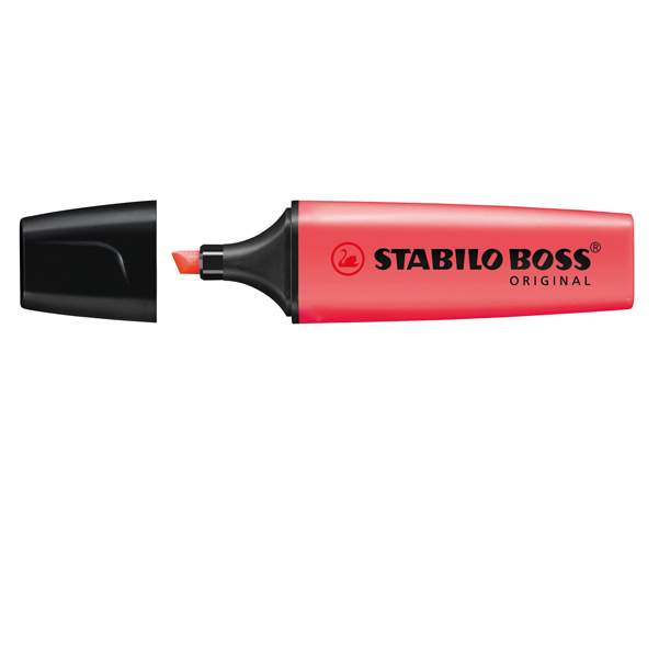 Evidenziatore Stabilo Boss Original - punta a scalpello - tratto 2,0mm-5,0mm - rosso - Stabilo