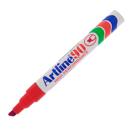 Marcatore artline a 90 permanente punta scalpello rosso