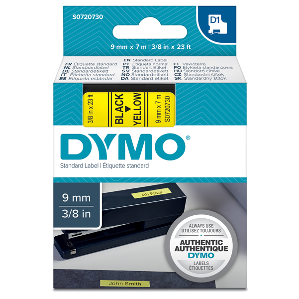 Nastro D1 409180 - 9 mm x 7 mt - nero/giallo - Dymo