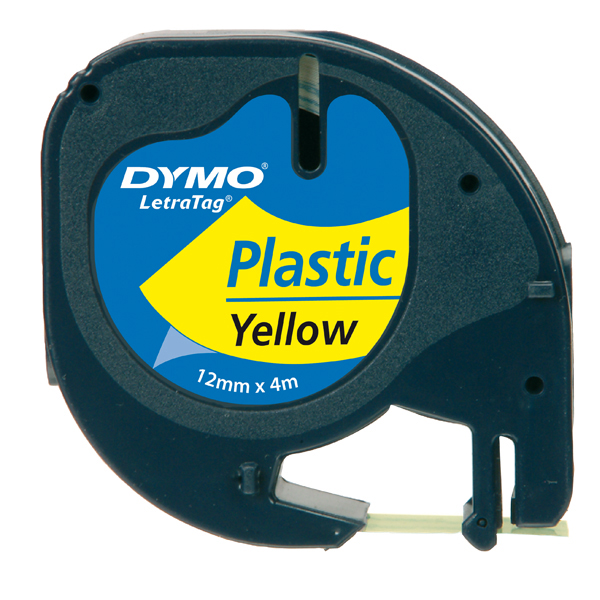 Nastro Letratag 912020 - in plastica - 12 mm x 4mt - giallo - Dymo