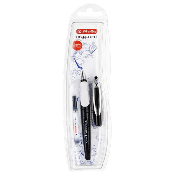 Herlitz Penna Stilografica My.pen Style Ladylike - Ergonomica Per Mancini E Destrimani, Con Cartuccia Blu Inclusa