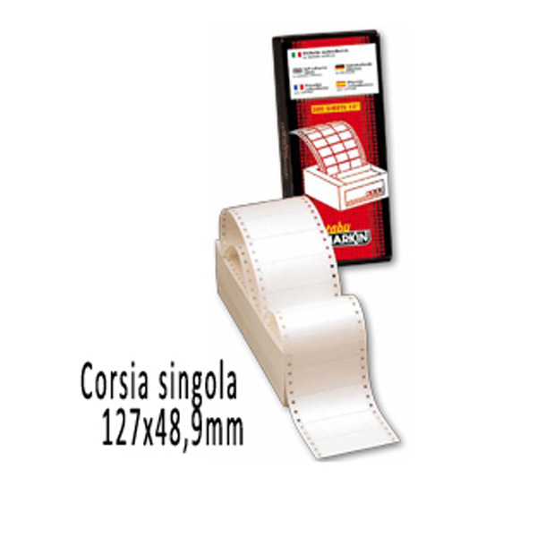 Etichette a modulo continuo S615 - 127x48,9 mm - corsia singola - permanente - bianco - Markin - scatola da 3000 etichette