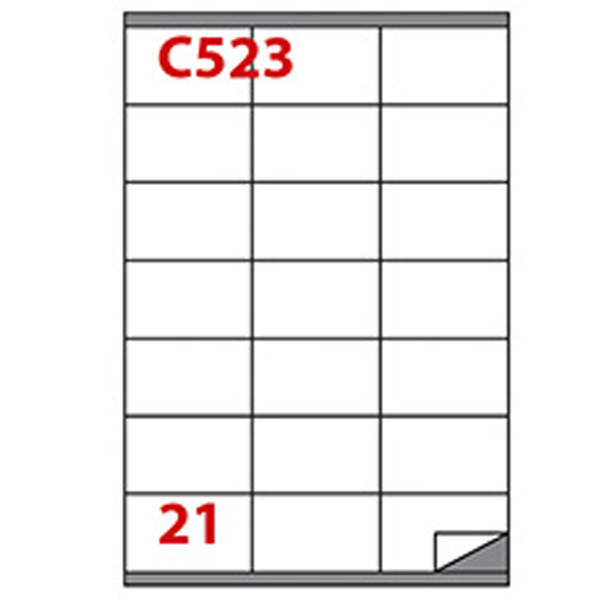 Etichetta adesiva C523 - permanente - 70x41 mm - 21 etichette per foglio - bianco - Markin - scatola 100 fogli A4