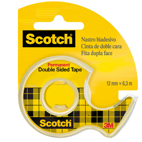 Nastro biadesivo Scotch® - in chiocciola - permanente - senza liner - 6,3 m x 12 mm - trasparente - Scotch®